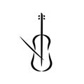 Double bass, contrabass. Vector line drawing. Hand drawn style. Royalty Free Stock Photo