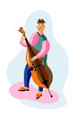 Double bass player cartoon character