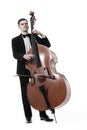 Double bass player contrabass isolated Royalty Free Stock Photo