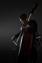 Double bass player contrabass playing Royalty Free Stock Photo