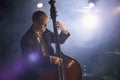 Double Bass Player On Stage Royalty Free Stock Photo