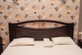 Double bed in the interior. Beautiful Clean and Modern Bedroom Royalty Free Stock Photo