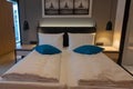 Double bed in a luxurious hotel room