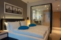 Double bed in a luxurious hotel room Royalty Free Stock Photo