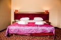 Double bed in luxury hotel room Royalty Free Stock Photo