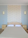 Double bed in a modern hotel room Royalty Free Stock Photo