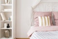 Double bed with pink bedding