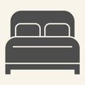 Double bed solid icon. Hotel bedroom symbol, glyph style pictogram on beige background. Sleep and relax furniture sign Royalty Free Stock Photo