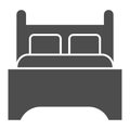 Double bed solid icon. Place for sleeping, twin furniture object symbol, glyph style pictogram on white background Royalty Free Stock Photo