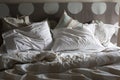 Double bed unmade, morning light Royalty Free Stock Photo