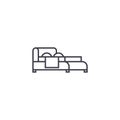 Double bed vector line icon, sign, illustration on background, editable strokes Royalty Free Stock Photo