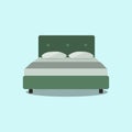 Double bed, web icon isolated on light green background. . front view Flat design Vector Illustration