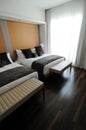 Double beds in hotel Royalty Free Stock Photo