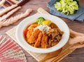Double Beef and Chicken Curry Rice served in dish isolated on table top view of taiwan food Royalty Free Stock Photo