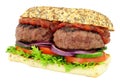 Double Beefburger Sandwich Royalty Free Stock Photo