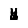 Double beer icon. Two beer bottles together. Editable isolated vector illustration, logo and clipart. Royalty Free Stock Photo