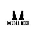 Double beer. Two beer bottles together with ice cubes. Editable isolated vector illustration, icon, logo and clipart. Royalty Free Stock Photo