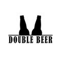 Double beer. Two beer bottles together. Editable isolated vector illustration, icon, logo and clipart. Royalty Free Stock Photo