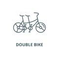 Double bike line icon, vector. Double bike outline sign, concept symbol, flat illustration Royalty Free Stock Photo