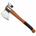 Double bit axe with polished metal head and wooden handle isolated on white background Royalty Free Stock Photo