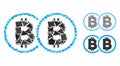 Double Bitcoin Mosaic Icon of Raggy Elements