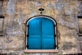 Double Blue Door with Light Fixture