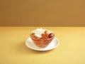 Double-boiled Peach Resin with American Ginseng served in a bowl isolated on mat side view on grey background