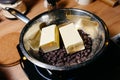 Melting Chocolate and Butter for Baking in Pan Royalty Free Stock Photo