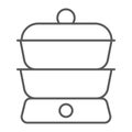 Double boiler thin line icon, kitchen and cooking