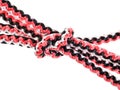 Double bowknot knot close up tied on rope