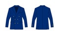 Double breasted suit jacket vector template illustration | blue Royalty Free Stock Photo