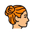 double buns hairstyle female color icon vector illustration