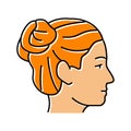 double buns hairstyle female color icon vector illustration