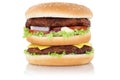 Double burger hamburger cheese isolated