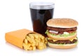 Double burger hamburger and french fries menu meal combo cola dr