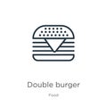 Double burger icon. Thin linear double burger outline icon isolated on white background from food collection. Line vector double