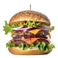 Double burger isolated on white background