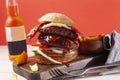 double burger with melted cheese Royalty Free Stock Photo