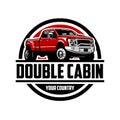 Double cabin emblem circle logo vector isolated in white background Royalty Free Stock Photo