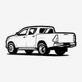 Double Cabin Pickup Truck Sketch Silhouette Monochrome Vector Isolated in White Background Royalty Free Stock Photo