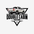 Double Cabin Truck Emblem Logo Design Vector Isolated