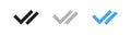 Double checkmark icon set. Vector seen message symbols. Readed tick or checkmark icons