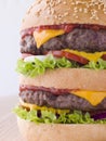 Double Cheese Burger In A Sesame Seed Bun Royalty Free Stock Photo