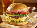 Double cheeseburger on brioche bun Royalty Free Stock Photo