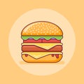 Double cheeseburger flat line icon. Vector illustration.