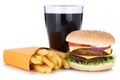 Double cheeseburger hamburger and french fries menu meal combo c Royalty Free Stock Photo