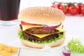 Double cheeseburger hamburger menu meal combo drink