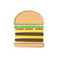 Double cheeseburger illustration with lettuce and tomato Royalty Free Stock Photo