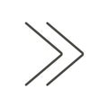 Double chevrons icon vector. Fast forward, next, skip line symbol.