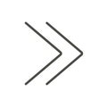 Double chevrons icon vector. Fast forward, next, skip line symbol.